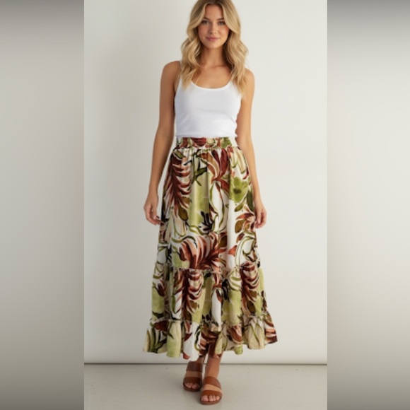 Truly 4 You Tropical Tiered Maxi Skirt - Picture 1 of 9